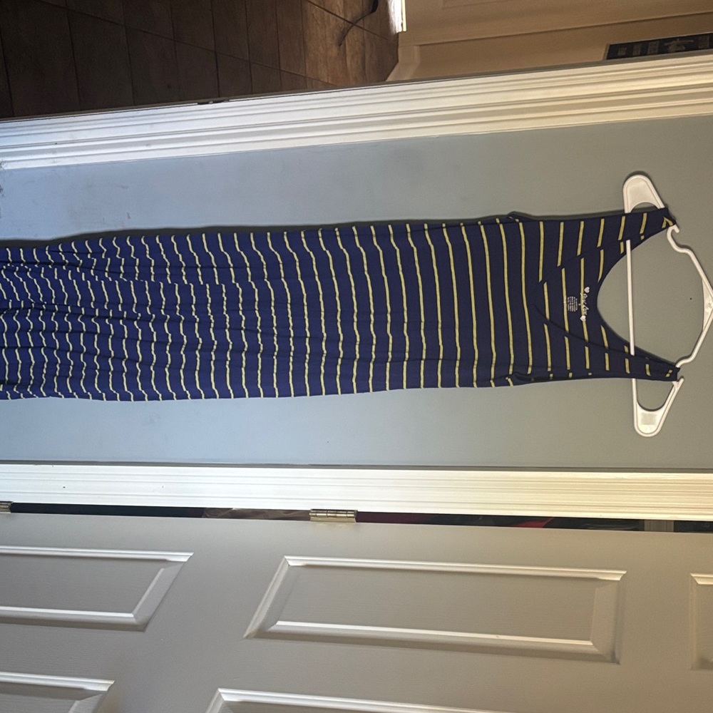 Striped Navy and Yellow Maxi Dress